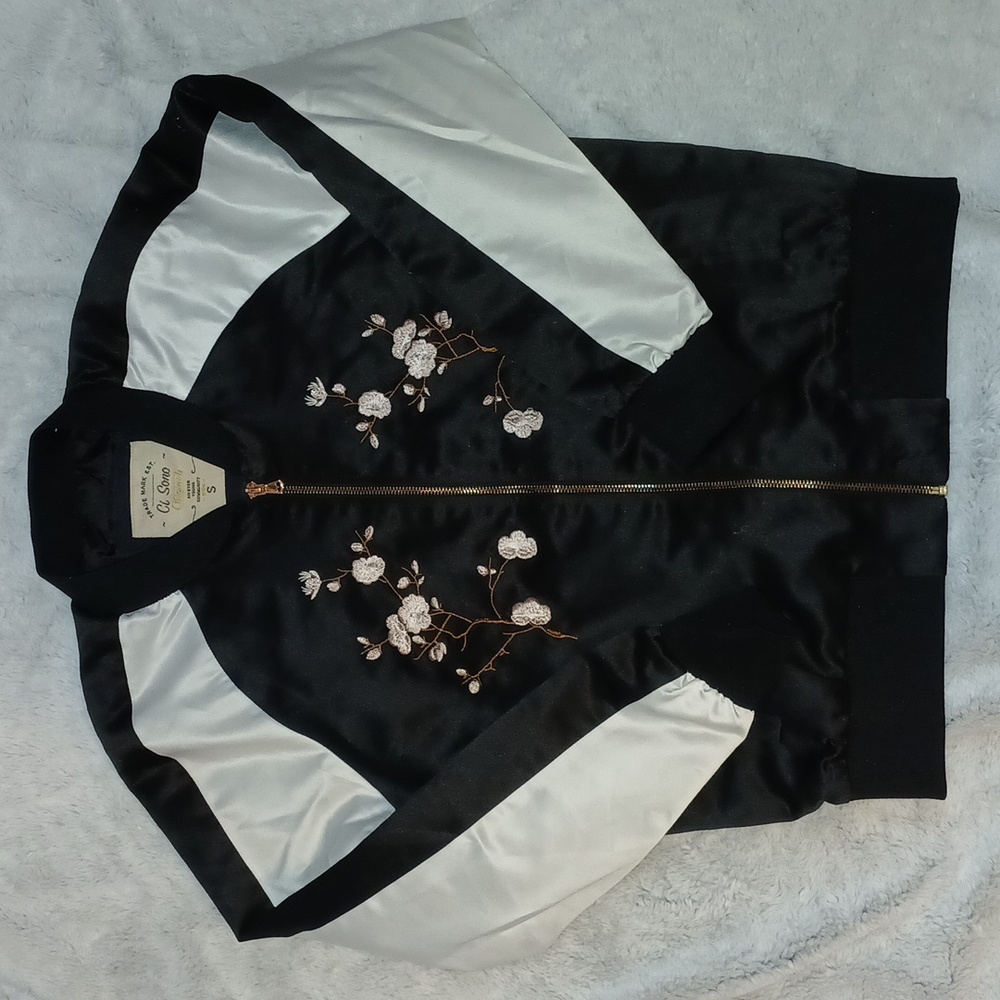 Bomber Jacket with cherry blossom embroidery